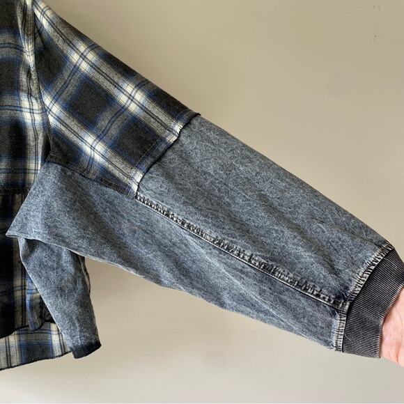 NWT Promesa Rustic Soul Denim and Plaid Half-Zip Top Black Sz XL Boho Western - Picture 6 of 14